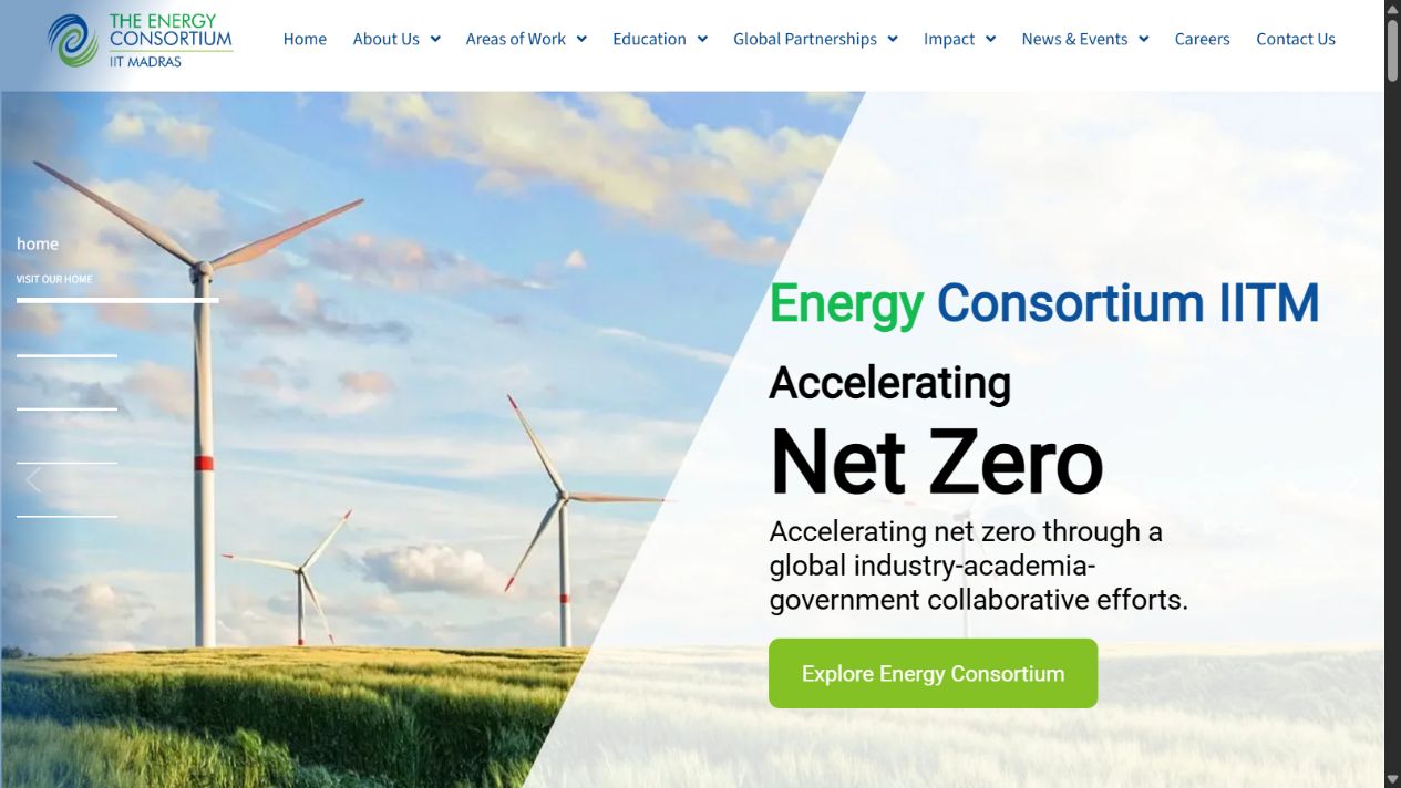 The redesigned Energy Consortium website homepage and navigation